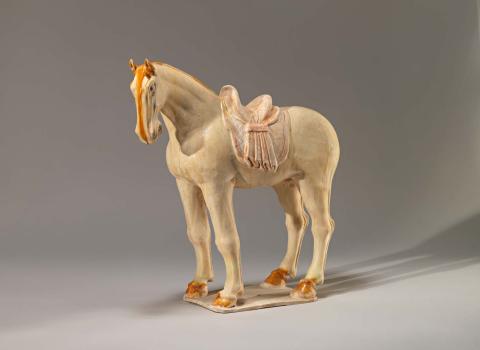 Artwork Horse this artwork made of Mould-cast earthenware, cream glaze, yellow-ochre lead glaze