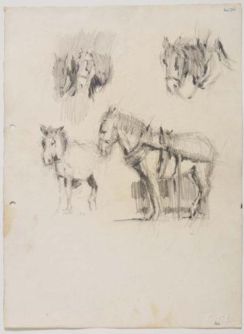 Artwork Carthorses this artwork made of Pencil on paper, created in 1915-01-01