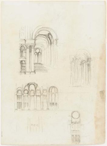 Artwork Studies of a church interior this artwork made of Pencil on paper, created in 1914-01-01
