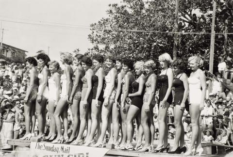 Artwork The Sunday Mail Sun Girl Contest, Coolangatta, Qld this artwork made of Digital photographic print on paper, created in 1950-01-01