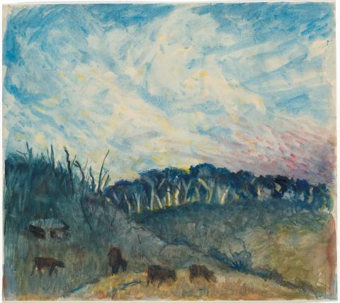 Artwork Twilight pastoral this artwork made of Watercolour on paper, created in 1940-01-01