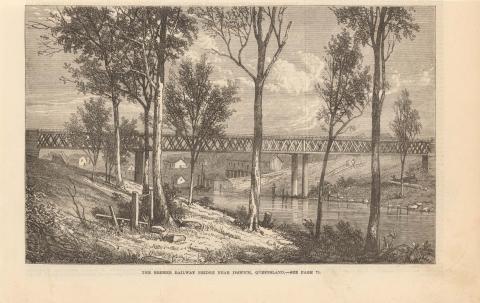 Artwork The Bremer Railway Bridge near Ipswich, Queensland (from 'The Illustrated London News' 31 March 1866) this artwork made of Engraving