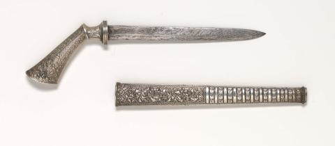 Artwork Badek dagger this artwork made of Repousséd silver, watered-iron blade