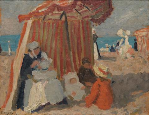 Artwork Sur la plage this artwork made of Oil on panel, created in 1907-01-01