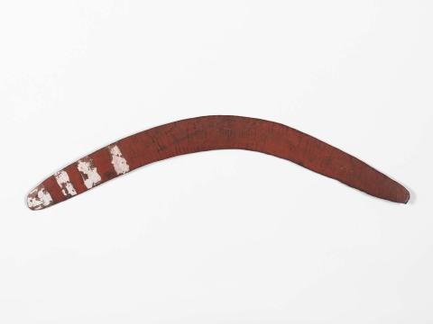 Artwork Boomerang (Gulf of Carpentaria) this artwork made of Carved hardwood with natural pigments