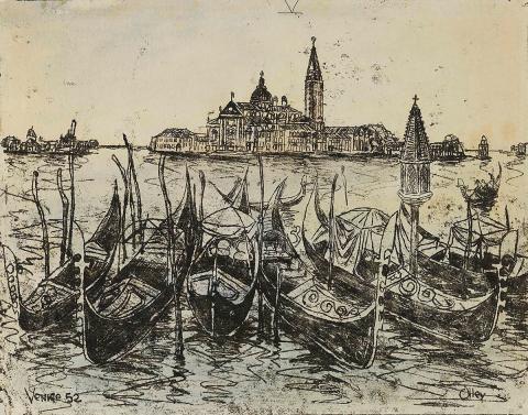 Artwork Venice this artwork made of Monotype and watercolour on paper, created in 1952-01-01