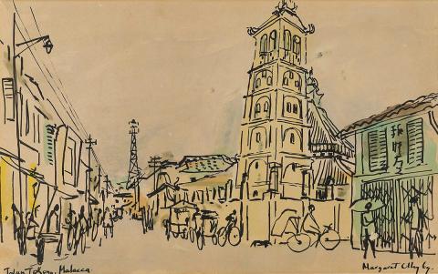 Artwork Jalan Tokong, Malacca this artwork made of Watercolour and ink on paper, created in 1969-01-01