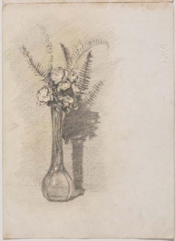 Artwork Tall vase of flowers this artwork made of Pencil on paper, created in 1914-01-01