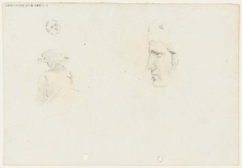 Artwork Man's head; Woman in hat; Roman profile drawn from the cast this artwork made of Pencil on paper, created in 1915-01-01