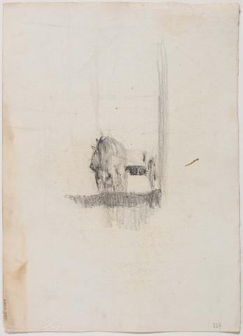 Artwork Sketch of horse and cart this artwork made of Pencil on paper, created in 1914-01-01