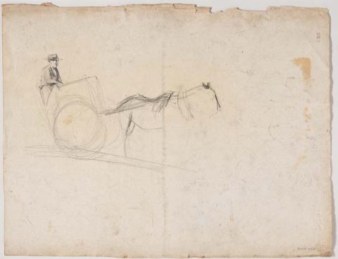 Artwork Man in a horsedrawn trap this artwork made of Pencil on paper, created in 1910-01-01