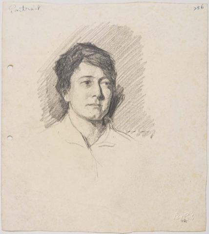 Artwork Portrait of a woman this artwork made of Pencil on paper, created in 1910-01-01