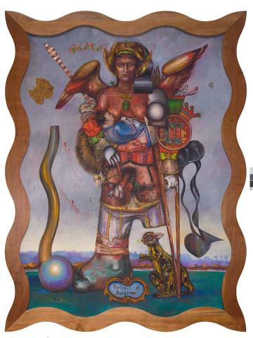 Artwork Portrait of Bungaree this artwork made of Oil on canvas with cedar frame, created in 1991-01-01