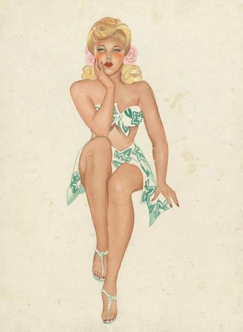 Artwork Betty Grable this artwork made of Watercolour on paper, created in 1940-01-01