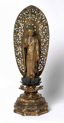Artwork Amida Nyorai this artwork made of Wood, lacquer, gilding and gemstones, created in 1603-01-01