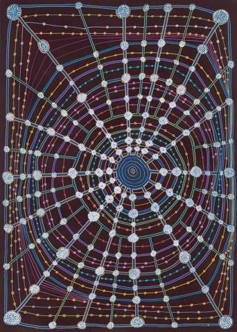 Artwork Tjinytjira this artwork made of Synthetic polymer paint on linen, created in 2006-01-01