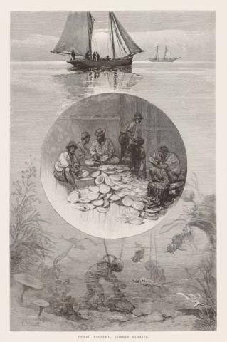 Artwork Pearl Fishery, Torres Straits (from 'Picturesque Atlas of Australasia, Vol. II', 1886) this artwork made of Engraving