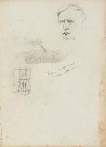 Artwork Portrait; St Brigid’s side chapel; Boat passing this artwork made of Pencil on sketch paper, created in 1916-01-01