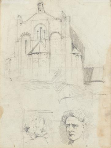 Artwork Studies of St Brigid’s; Head study this artwork made of Pencil on sketch paper, created in 1916-01-01