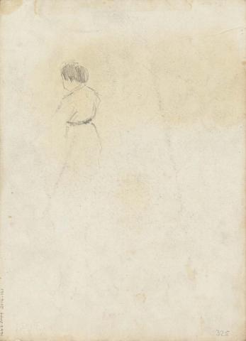 Artwork Sketch of a woman, side view this artwork made of Pencil on folded sketch paper, created in 1914-01-01