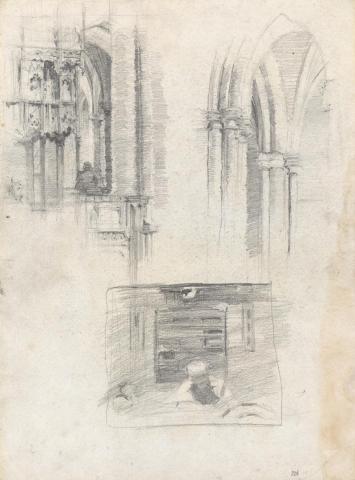 Artwork Studies of St John's Cathedral interior this artwork made of Pencil