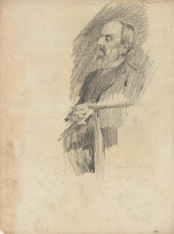 Artwork Portrait of a bearded man this artwork made of Pencil on sketch paper, created in 1914-01-01