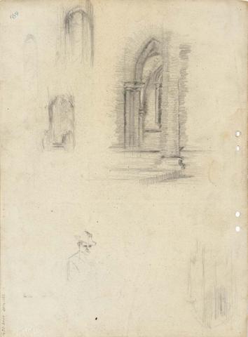 Artwork Cathedral fragments; Small note of the auditor this artwork made of Pencil on sketch paper, created in 1916-01-01
