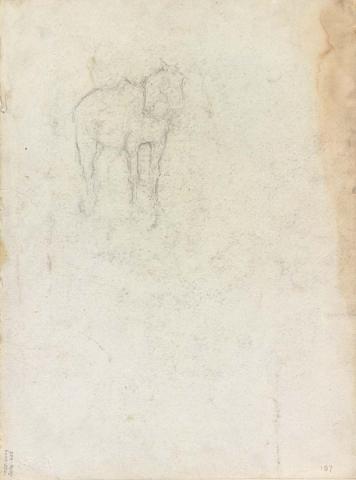 Artwork Sketch of a horse this artwork made of Pencil on sketch paper, created in 1914-01-01