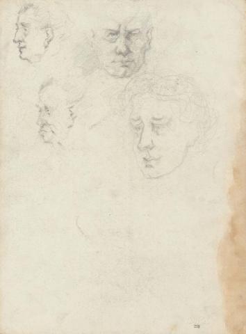 Artwork Four male portraits this artwork made of Pencil on sketch paper, created in 1914-01-01