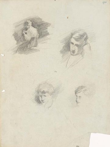 Artwork A page of portraits - Enid, Fred, Ethel S. and Jean this artwork made of Pencil