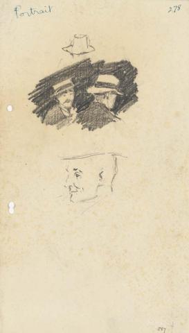 Artwork Men in hats this artwork made of Pencil on sketch paper, created in 1914-01-01
