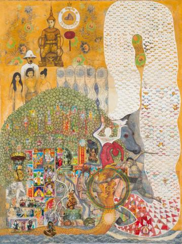 Artwork Indochina this artwork made of Mixed media and collage on canvas, created in 2014-01-01