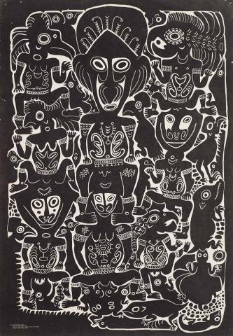 Artwork Wain and his followers this artwork made of Screenprint on paper, created in 1973-01-01