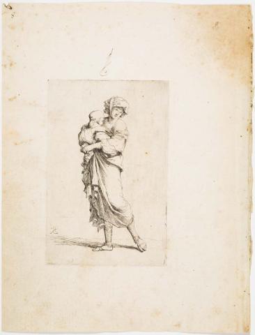 Artwork Figurina: Young Mother Carrying an Infant (also known as 'Mother and Child') (from 'Figurine' series) this artwork made of Etching on laid paper, created in 1656-01-01