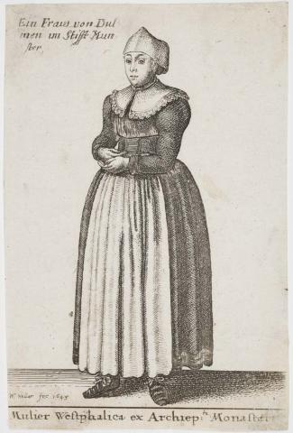 Artwork Woman of Munster (from 'Theatrum Mulieris' series) this artwork made of Etching on paper, created in 1600-01-01