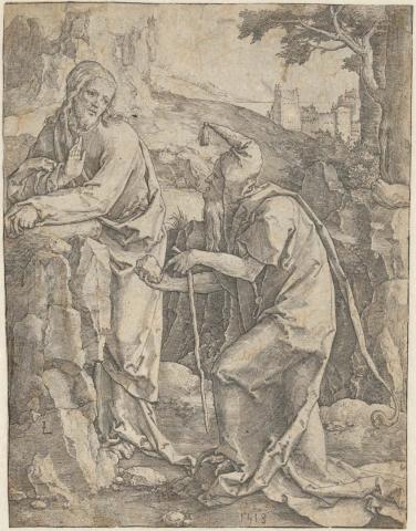 Artwork The Temptation of Christ (also known as 'The Temptation of Jesus in the Desert') this artwork made of Engraving on paper, created in 1518-01-01