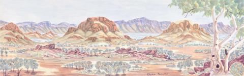 Artwork West MacDonnell Ranges this artwork made of Watercolour on board, created in 2008-01-01
