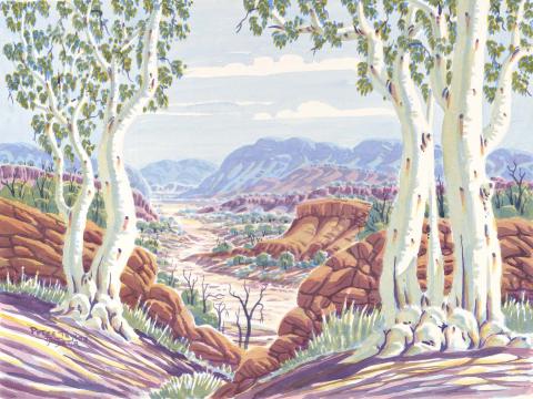 Artwork West MacDonnell Ranges, Alice Springs area this artwork made of Watercolour on paper, created in 2007-01-01