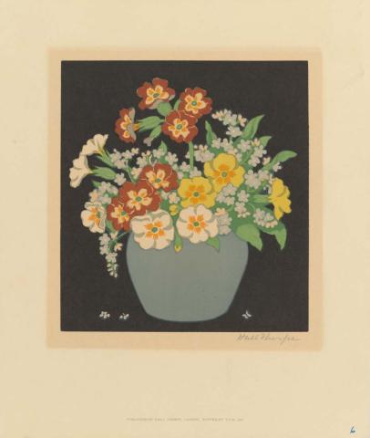 Artwork Forget-me-nots this artwork made of Colour woodcut on card, created in 1920-01-01