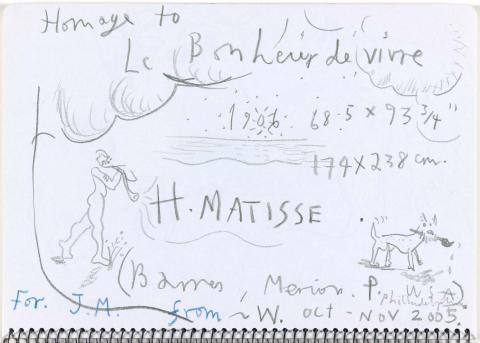 Artwork Sketchbook for ‘Homage to Matisse's Joy of life’ this artwork made of Sketchbook containing 30 pencil drawings, created in 2005-01-01