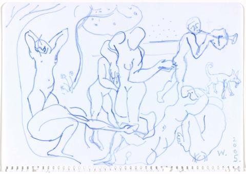 Artwork Drawing for ‘Homage to Matisse's Joy of life’ this artwork made of Marker pen and pencil