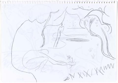 Artwork Drawings for ‘Homage to Matisse's Joy of life’ (recto and verso) this artwork made of Pencil