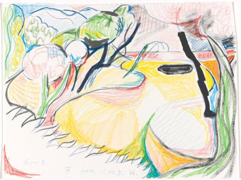 Artwork Drawing for ‘Homage to Matisse's Joy of life’ this artwork made of Coloured pencil