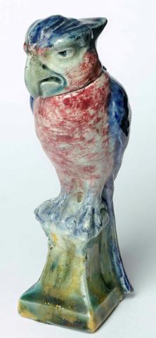 Artwork Parrot this artwork made of Earthenware, modelled parrot, with detachable head, on pedestal, in the style of Martin Bros, England. Glazed blue, green and red, created in 1931-01-01