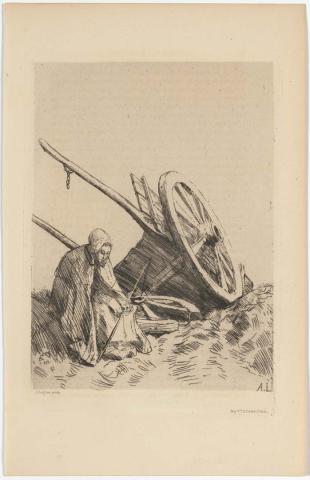 Artwork La charrette brisée (The broken cart) this artwork made of Etching on laid paper, created in 1876-01-01