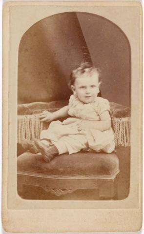 Artwork Victor Albert Alexander, aged 10 months this artwork made of Albumen photograph on paper mounted on card, created in 1875-01-01