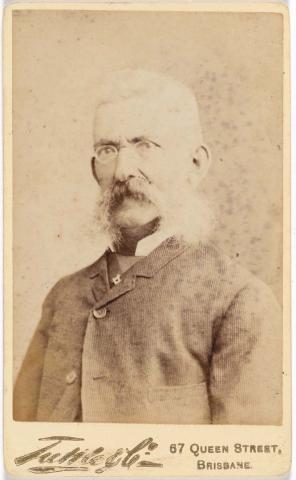 Artwork (Bearded man with spectacles and Masonic insignia around neck) this artwork made of Albumen photograph on paper mounted on card, created in 1885-01-01