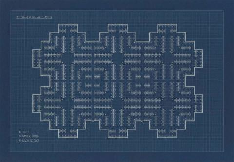 Artwork A Floor Plan for Public Toilet this artwork made of Cyanotype on Saunders 638gsm paper, created in 2017-01-01