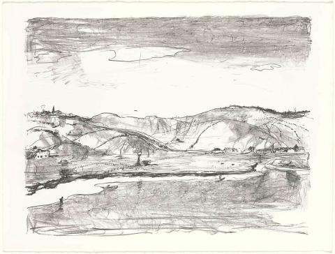 Artwork (Untitled - Illawarra landscape) this artwork made of Lithograph, aluminium plate on paper, created in 1980-01-01