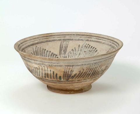 Artwork Bowl with brushed decoration this artwork made of Stoneware with black decoration, created in 1300-01-01